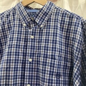 Chaps Long Sleeve Button-Down Dress Shirt Mens Blue, Logo On Pocket Plaid XL‎